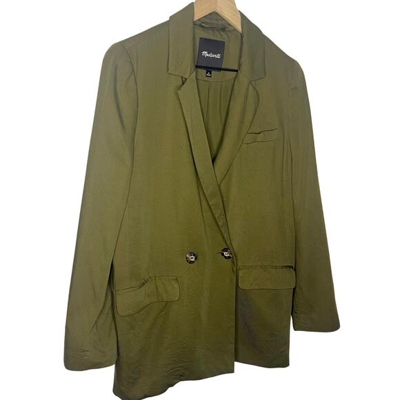 Madewell | Drapeweave Caldwell Double-Breasted Blazer | Kale Green | Women’s Med - Picture 5 of 11